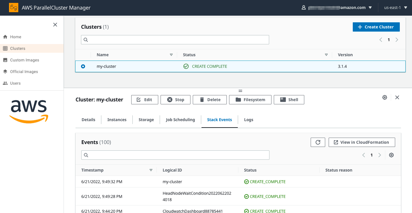 PCluster Manager CloudFormation Stack