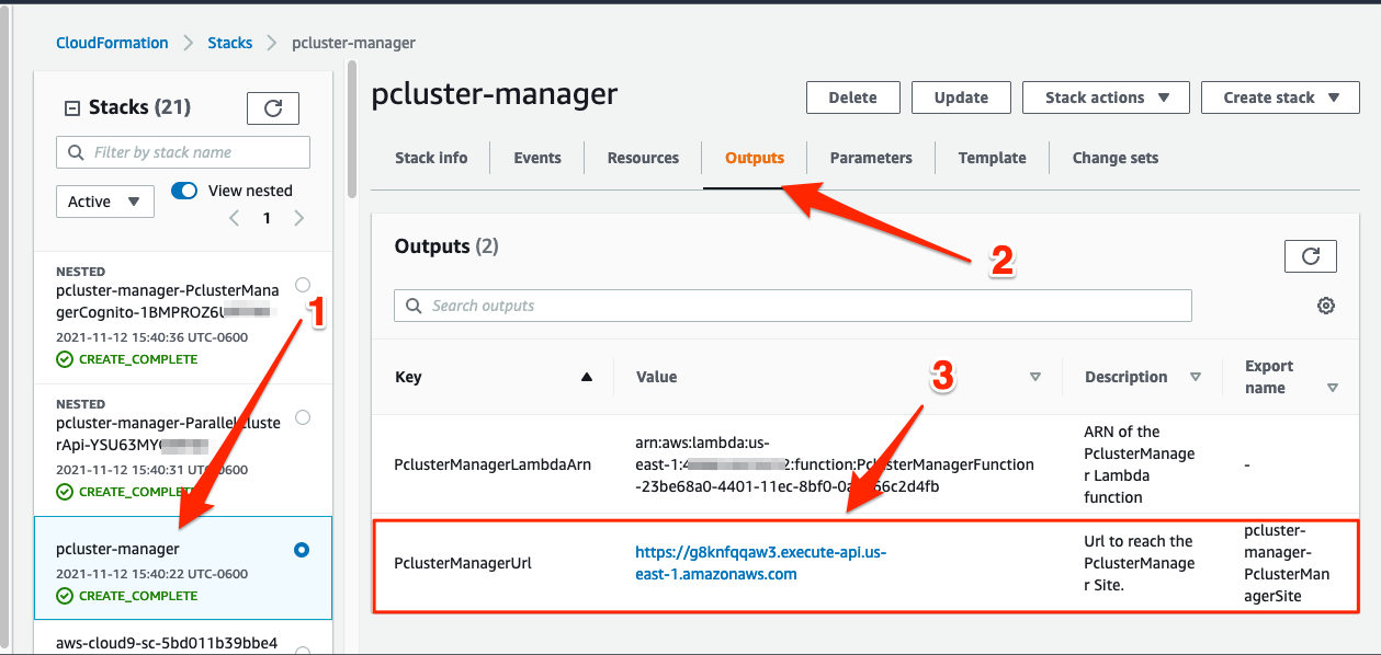 PCluster Manager CloudFormation Stack